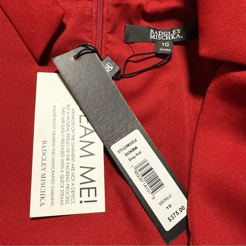 Badgley Mischka Scuba Dress Size 10 Deep Red Lined Workwear Professional - Picture 7 of 12